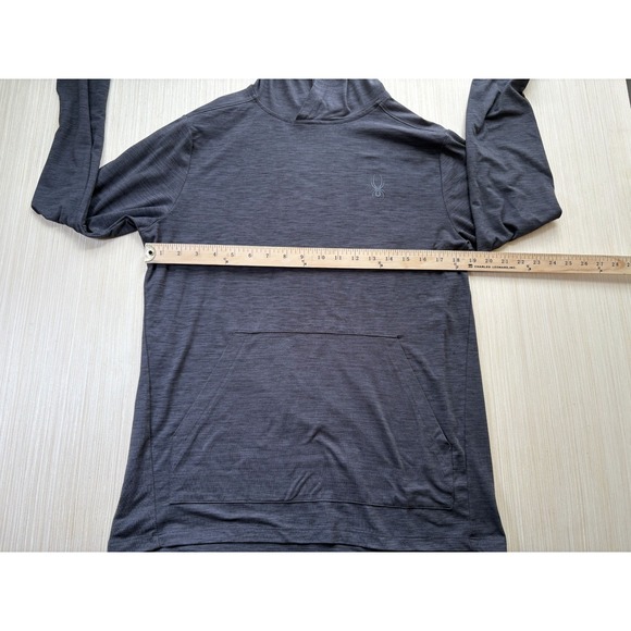 Spyder Active ProWeb Hoodie Mens Medium Gray Stretch Kangaroo Pocket‎ Pullover - Picture 5 of 5